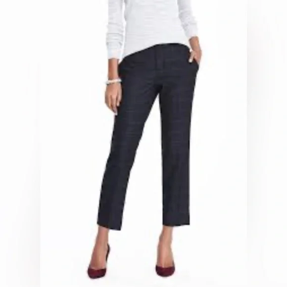 Banana Republic Women’s 2 Avery Blue Windowpane Plaid Crop Trouser Dress Pant XS - Picture 3 of 16